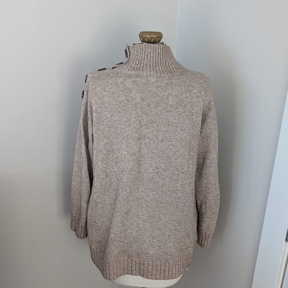 By Anthropologie Margarita Tan Knit Mock Neck Sweater - Picture 3 of 4